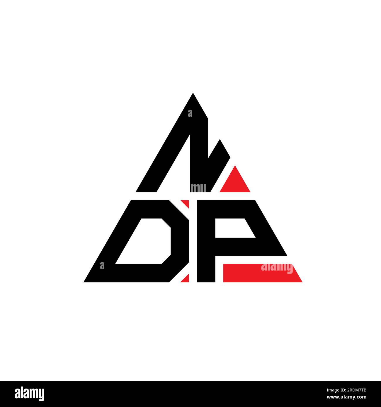 NDP triangle letter logo design with triangle shape. NDP triangle logo design monogram. NDP triangle vector logo template with red color. NDP triangul Stock Vector