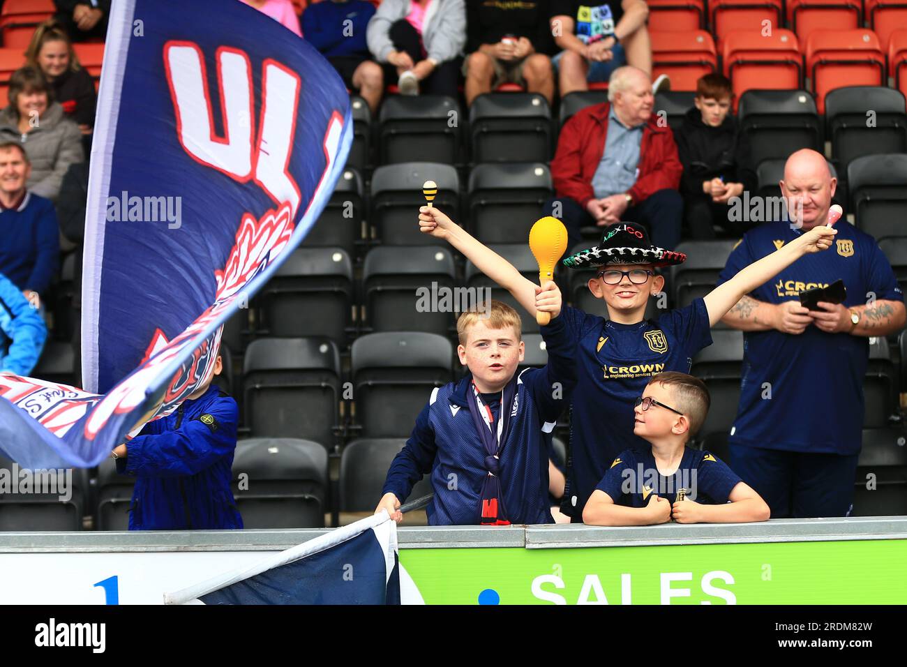 Airdrie, North Lanarkshire, UK. 22nd July 2023; Excelsior Stadium, Airdrie, North Lanarkshire, Scotland: Scottish Viaplay Cup Group E Football, Airdrie versus Dundee; Dundee fans Credit: Action Plus Sports Images/Alamy Live News Stock Photo