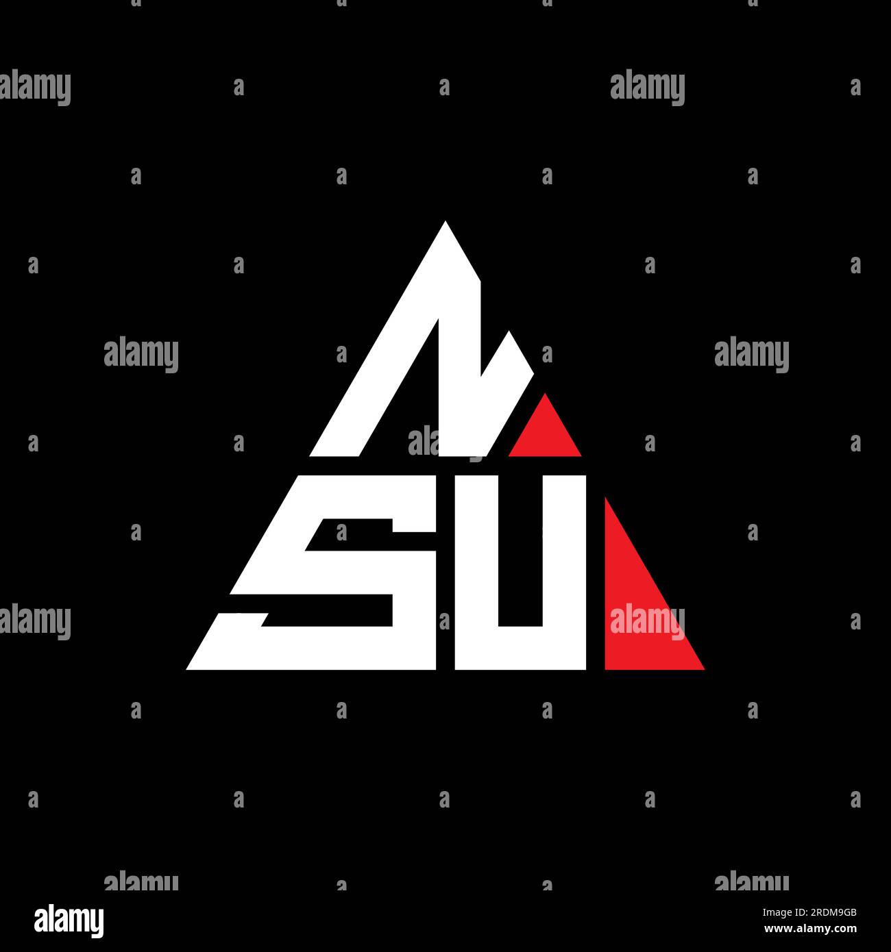 NSU triangle letter logo design with triangle shape. NSU triangle logo design monogram. NSU triangle vector logo template with red color. NSU triangul Stock Vector