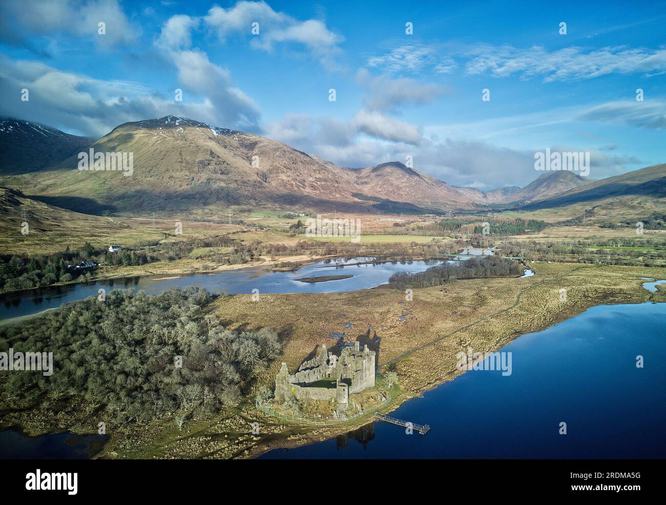 Drone shot of Kilchurn Castle, Lochawe. Built in the 15th century by