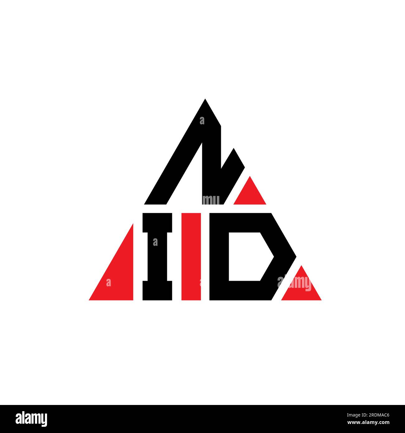 NID triangle letter logo design with triangle shape. NID triangle logo design monogram. NID triangle vector logo template with red color. NID triangul Stock Vector
