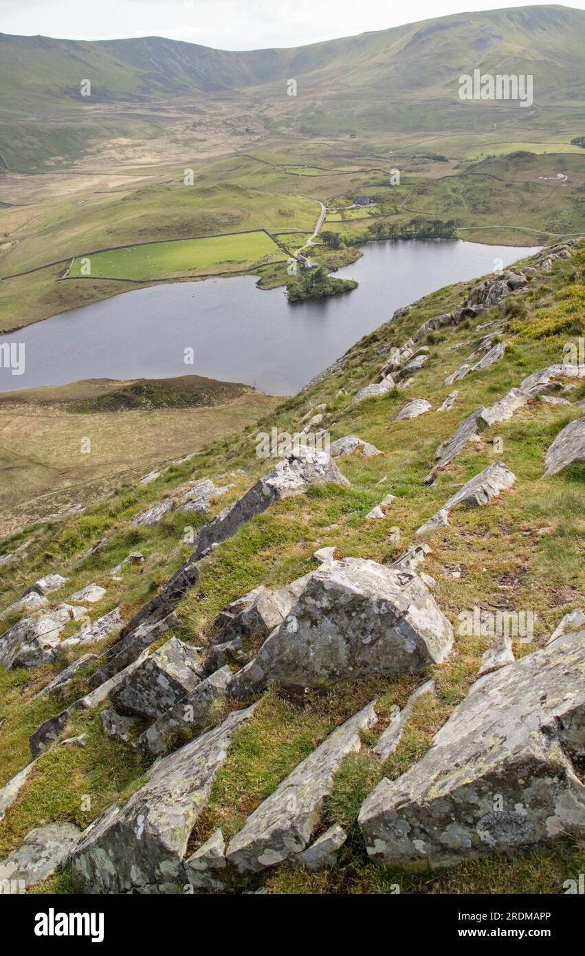 Llynnau Cregennen / Cregennan Lakes from Pared-y-Cefn Hir mountain Nr Dolgellau, Eryri (Snowdonia) National Park, North Wales, UK Stock Photo