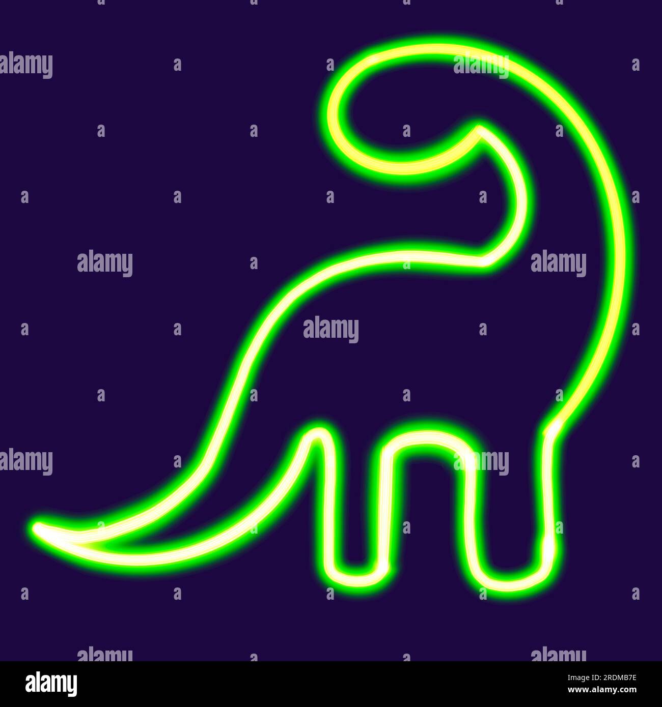 dinosaur glowing desktop icon, neon dino sticker, neon figure, glowing figure, neon geometrical figures  Stock Photo