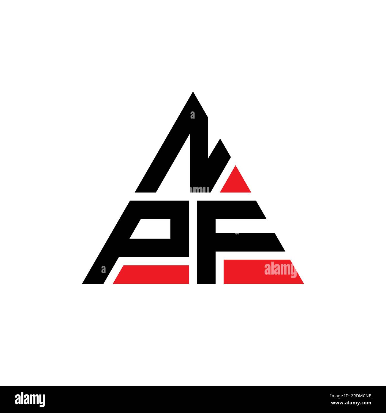 NPF triangle letter logo design with triangle shape. NPF triangle logo design monogram. NPF triangle vector logo template with red color. NPF triangul Stock Vector