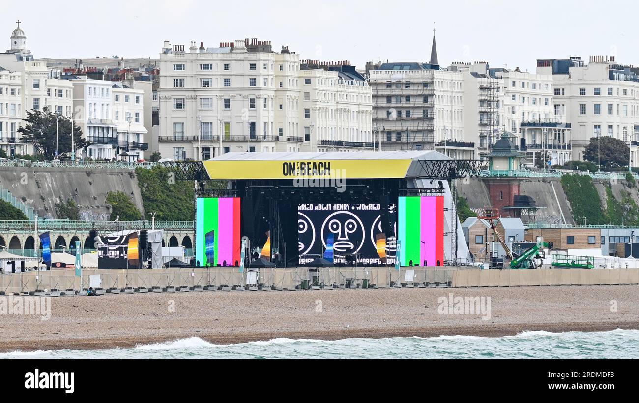 Brighton seafront On the Beach music festival stage ready for two weeks