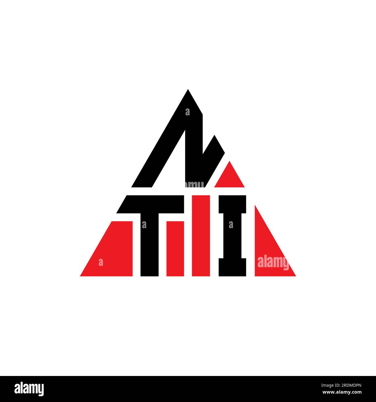 NTI triangle letter logo design with triangle shape. NTI triangle logo design monogram. NTI triangle vector logo template with red color. NTI triangul Stock Vector