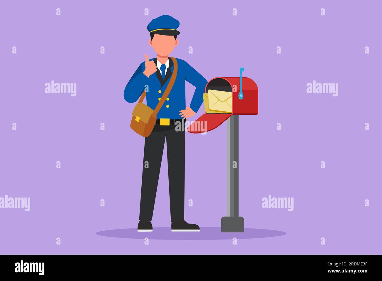 Graphic flat design drawing happy postman with thumbs up gesture
