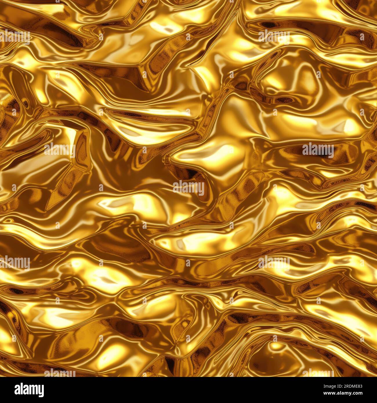 Liquid golden metal texture, with intricate high details Stock Photo