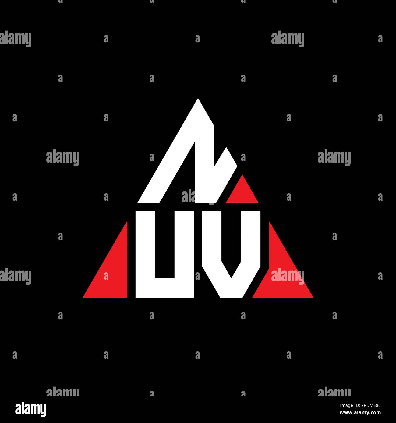 NUV triangle letter logo design with triangle shape. NUV triangle logo design monogram. NUV triangle vector logo template with red color. NUV triangul Stock Vector