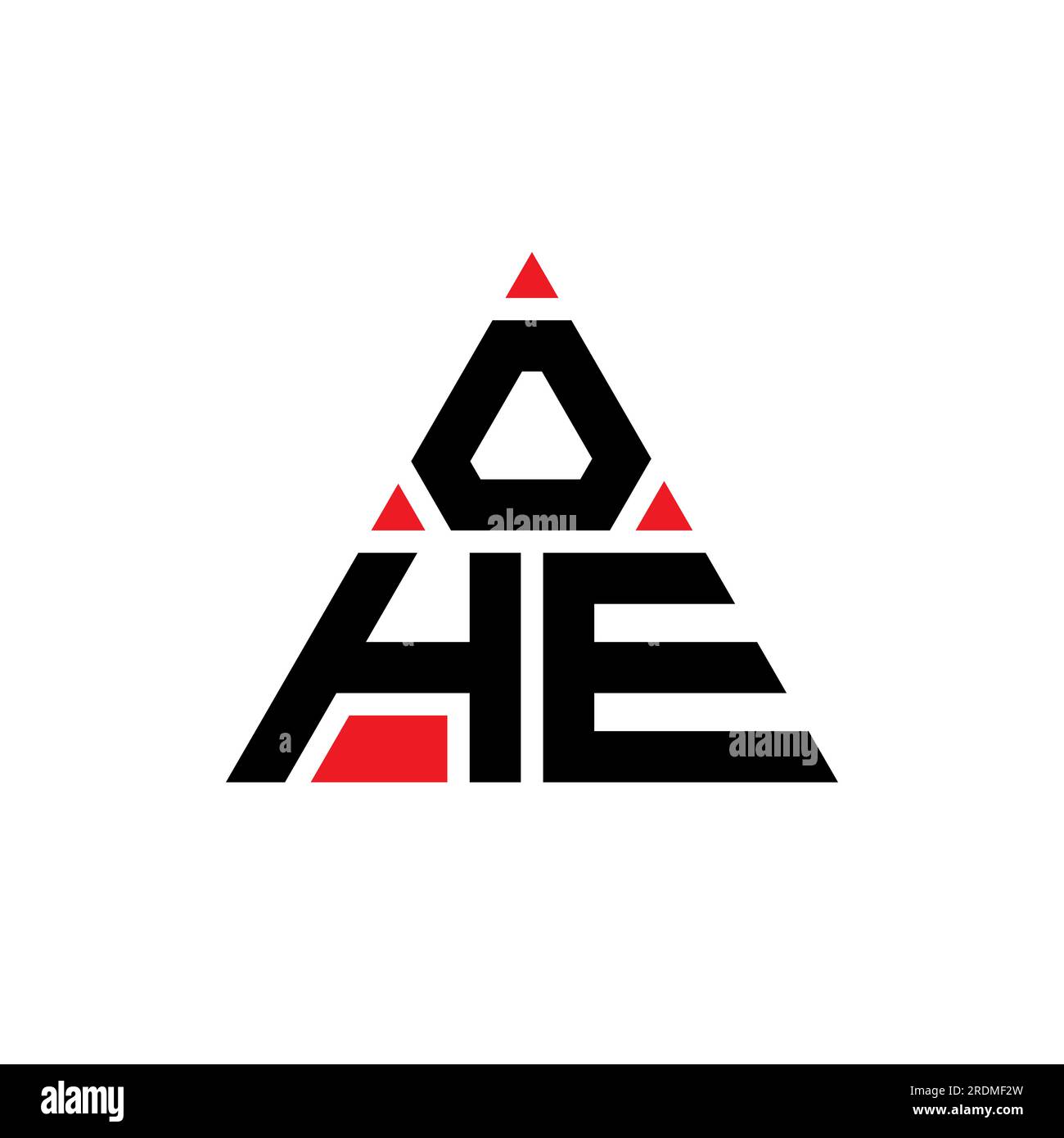 OHE triangle letter logo design with triangle shape. OHE triangle logo
