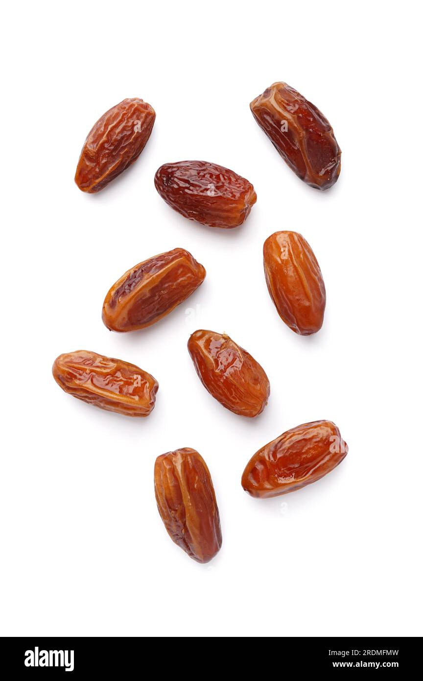 Dried dates on white background Stock Photo Alamy