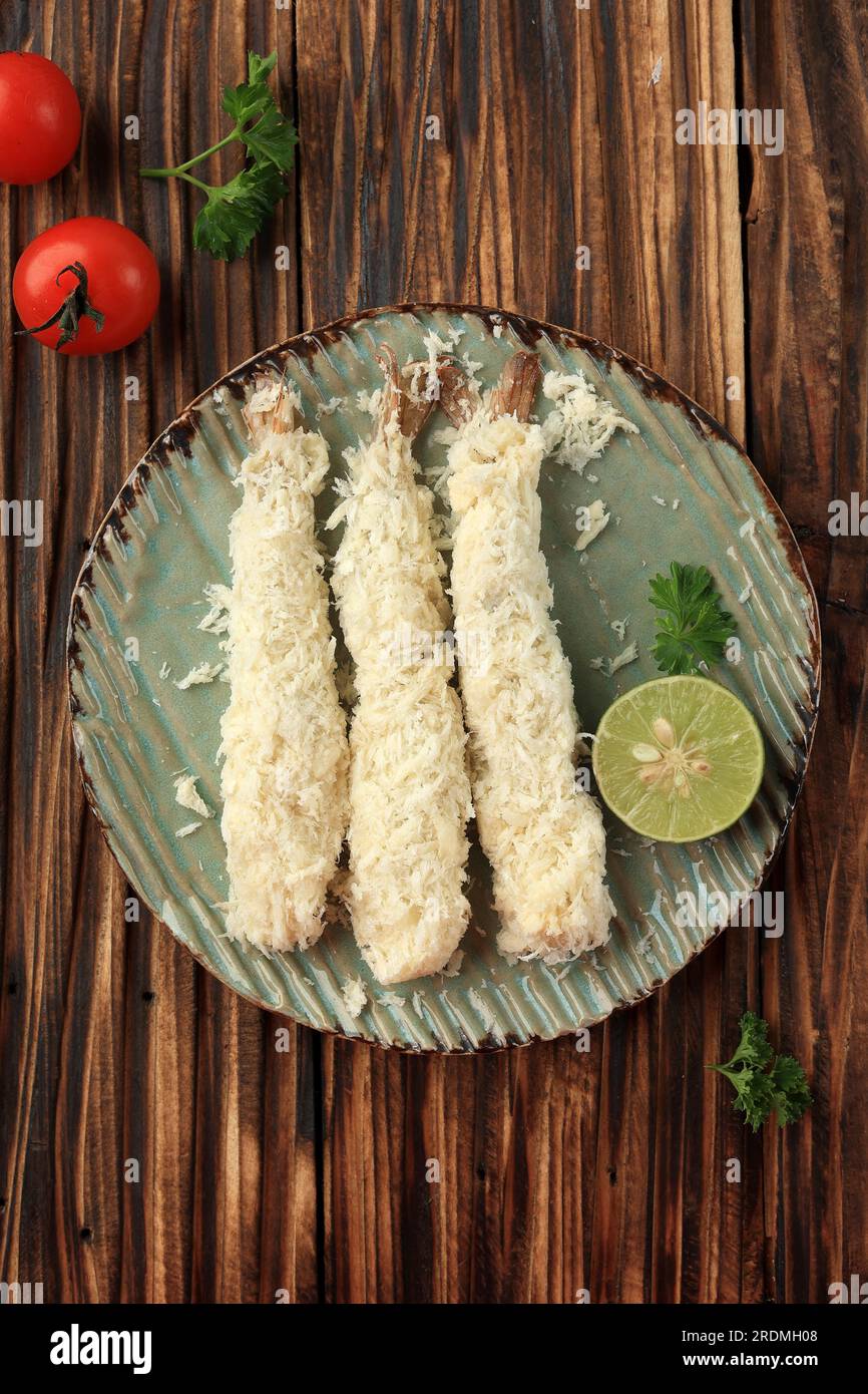 Prawn with Bread Flour Crumb, Japanese Raw Shrimp Tempura Before Deep
