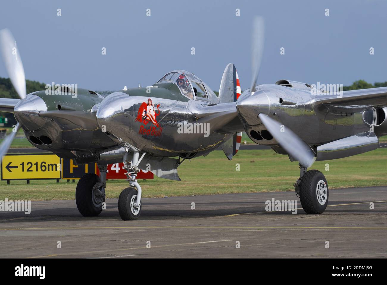 Flying Legends, Red Bull, Flying Bulls, Lockheed P-38 Lightning. N25Y, Stock Photo