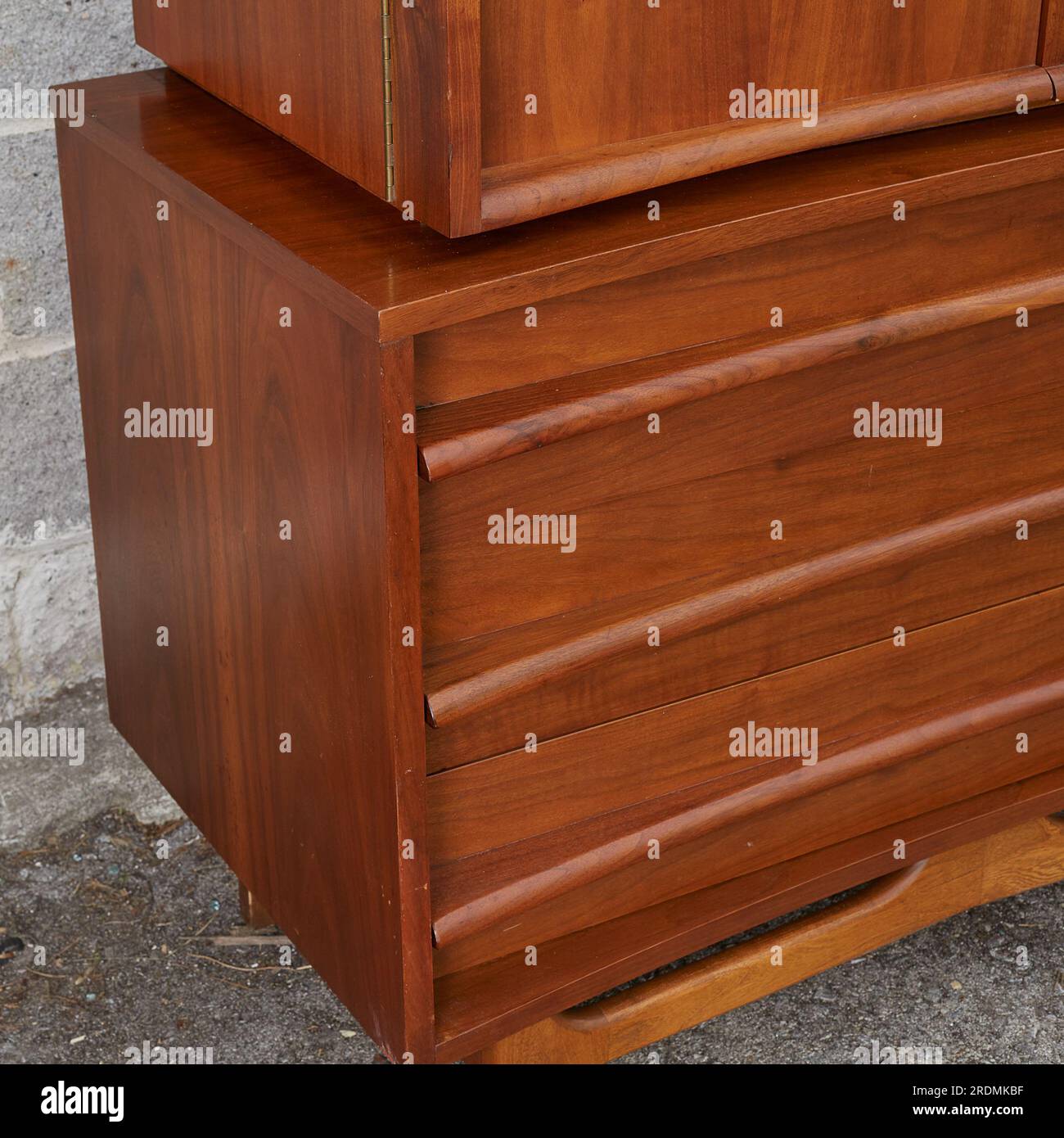 Stunning Midcentury Modern high dresser. 1960s vintage curved wood furniture Stock Photo Alamy