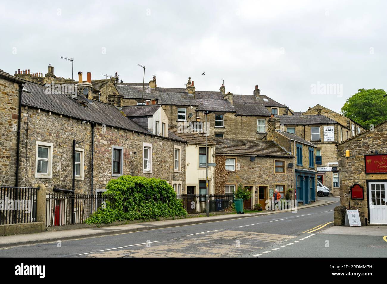 Terraced housing on hillside from Raikes Road, Skipton, North Yorkshire, England, UK Stock Photo