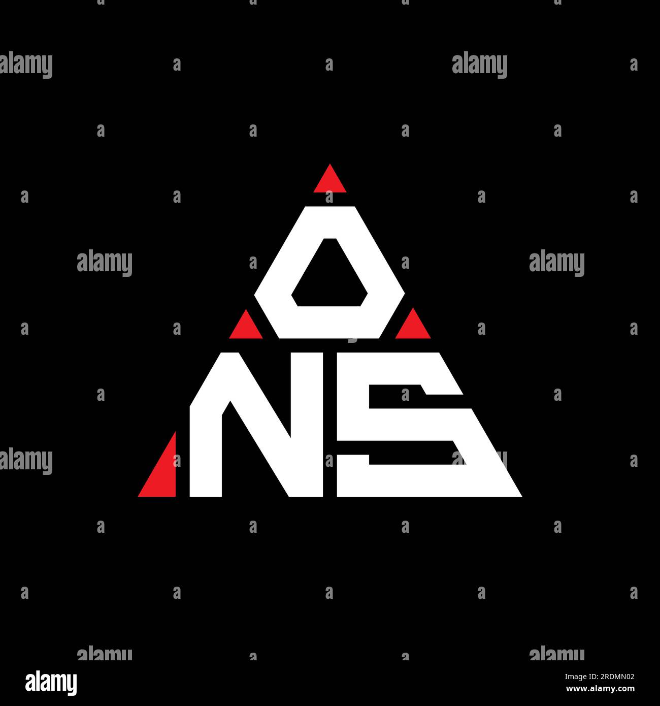 ONS triangle letter logo design with triangle shape. ONS triangle logo design monogram. ONS triangle vector logo template with red color. ONS triangul Stock Vector