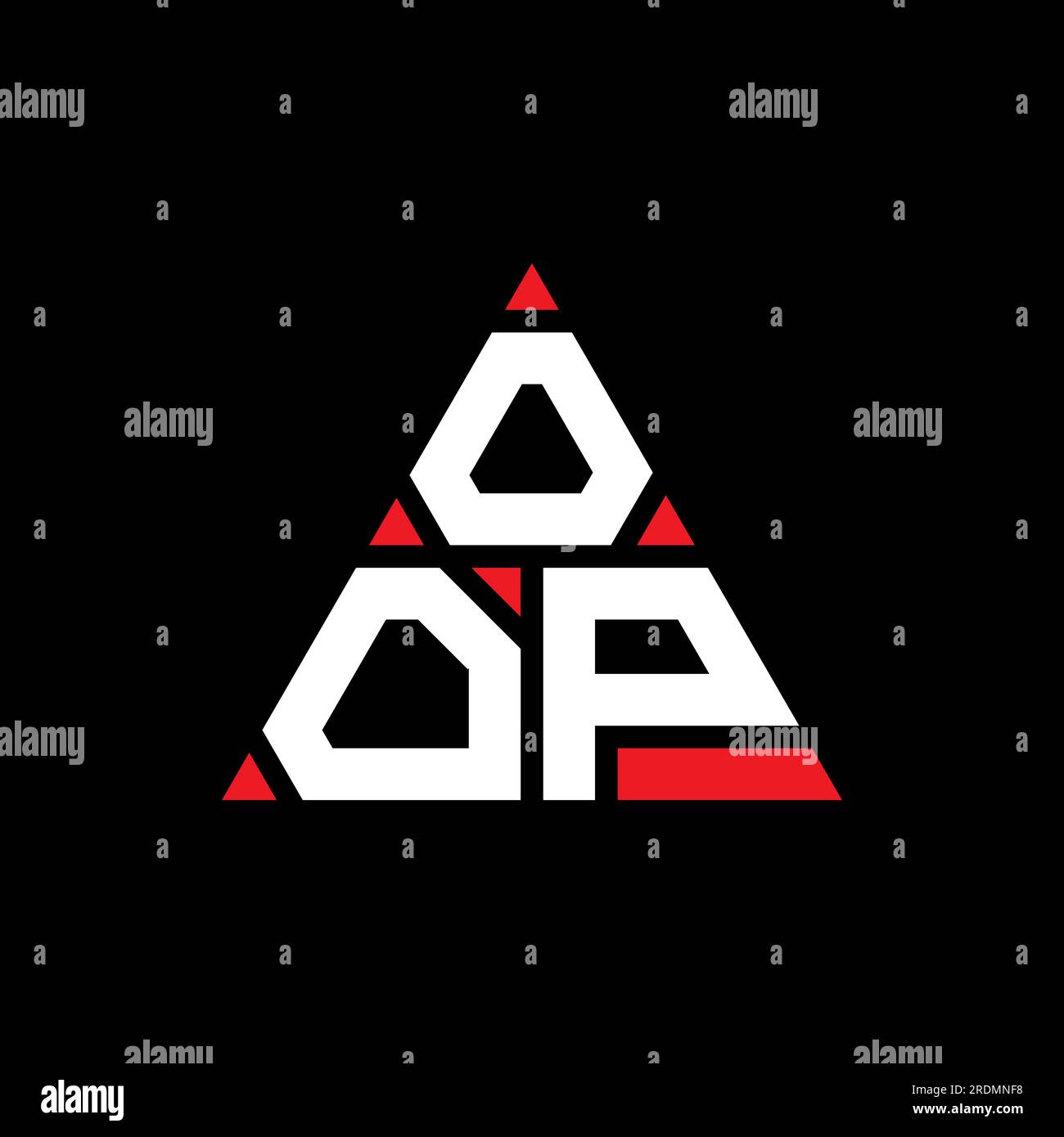OOP triangle letter logo design with triangle shape. OOP triangle logo design monogram. OOP triangle vector logo template with red color. OOP triangul Stock Vector