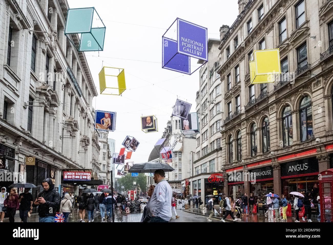 London, UK. 22 July 2023. Decorated cubes hang overhead in Coventry