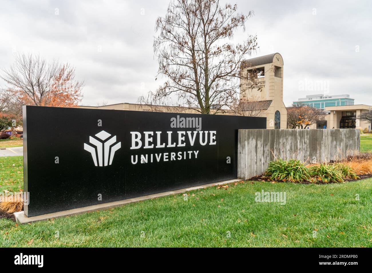 BELLEVUE, NE, USA NOVEMBER 4, 2022 Entrance wall on the campus of