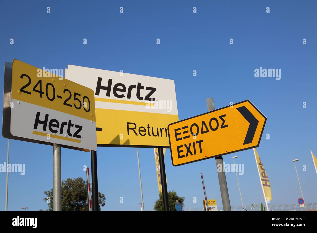 Athens Greece Hertz Car Rentals Signs by Athens International Airport