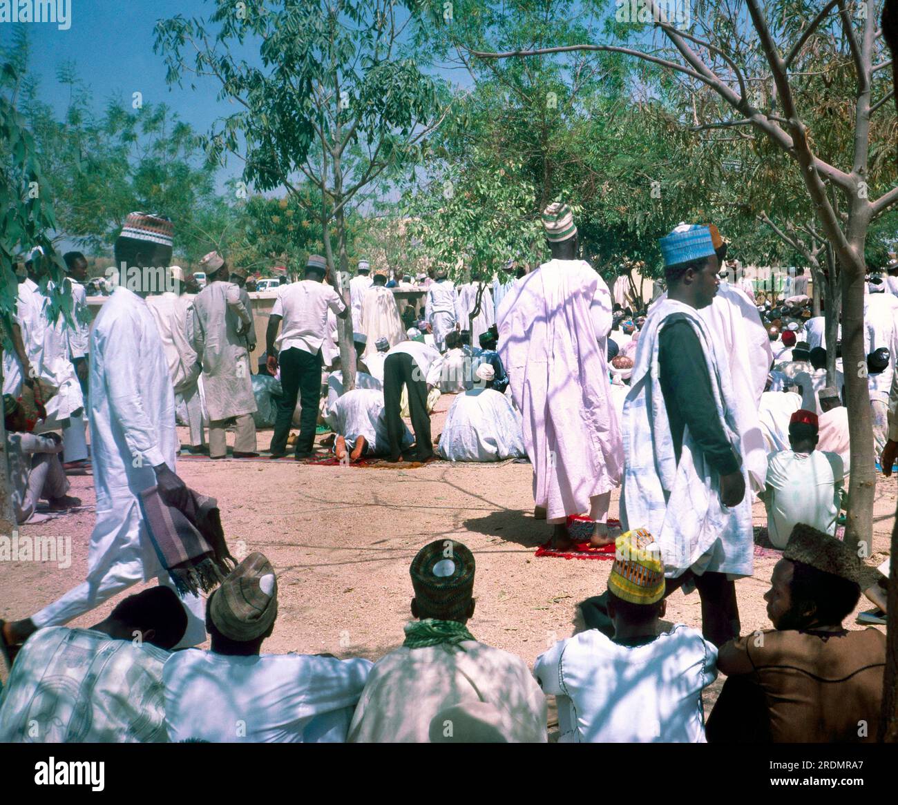 Nigeria Men At  Friday Prayers Outside Stock Photo