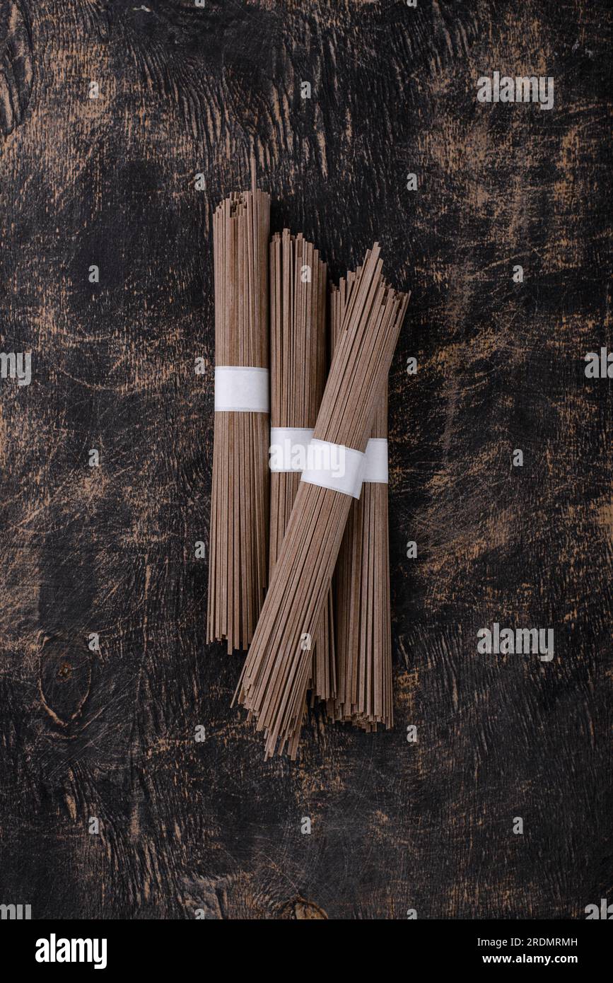 Raw soba noodles and cooking ingredient Stock Photo Alamy