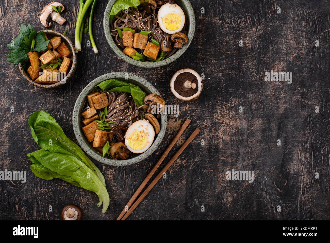 Soba noodle with tofu and mushroom Stock Photo Alamy
