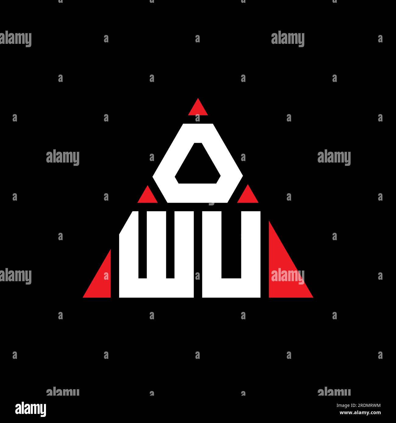 OWU triangle letter logo design with triangle shape. OWU triangle logo design monogram. OWU triangle vector logo template with red color. OWU triangul Stock Vector