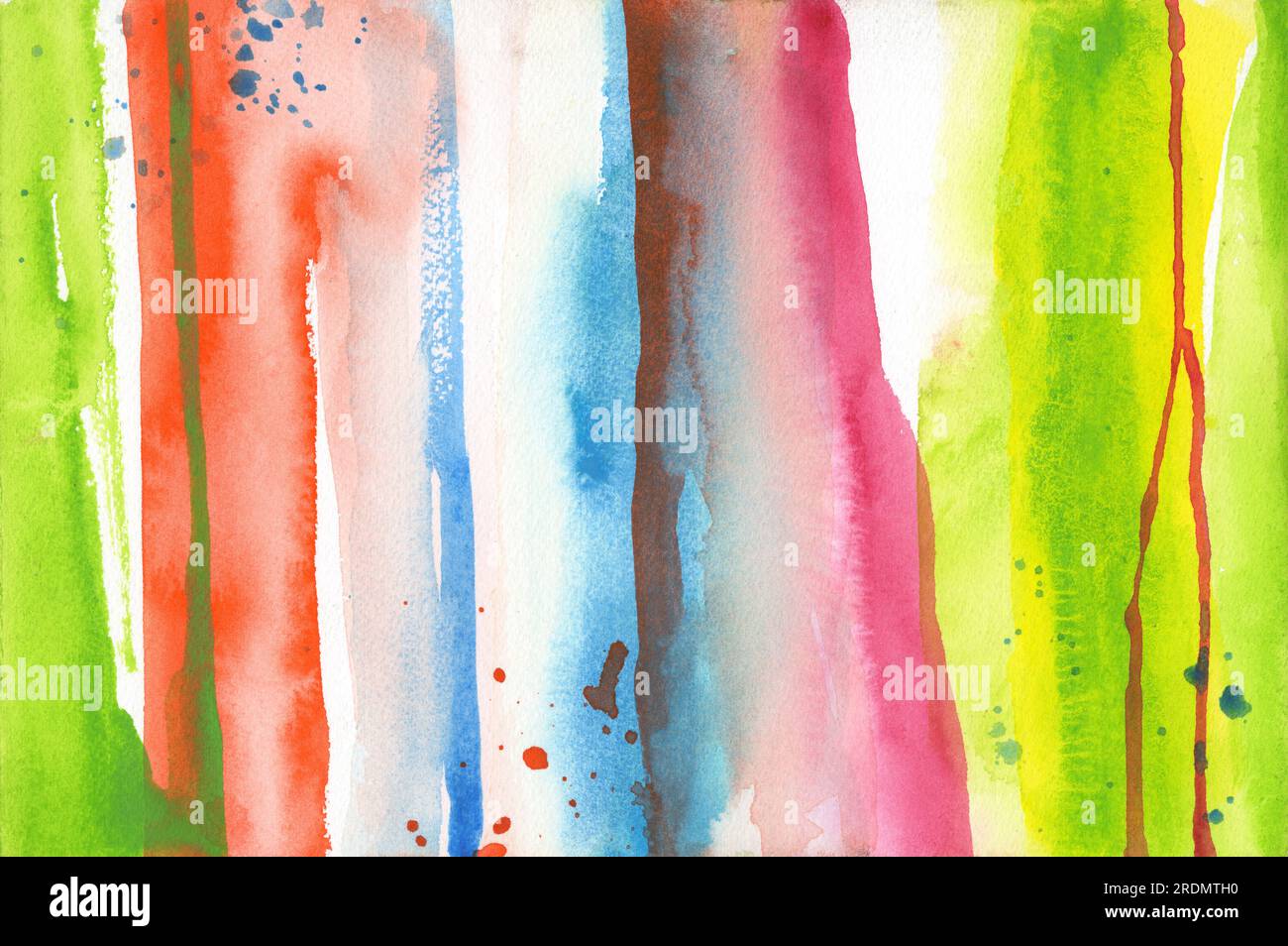 Colorful abstract watercolor painting trendy wall art, handmade home