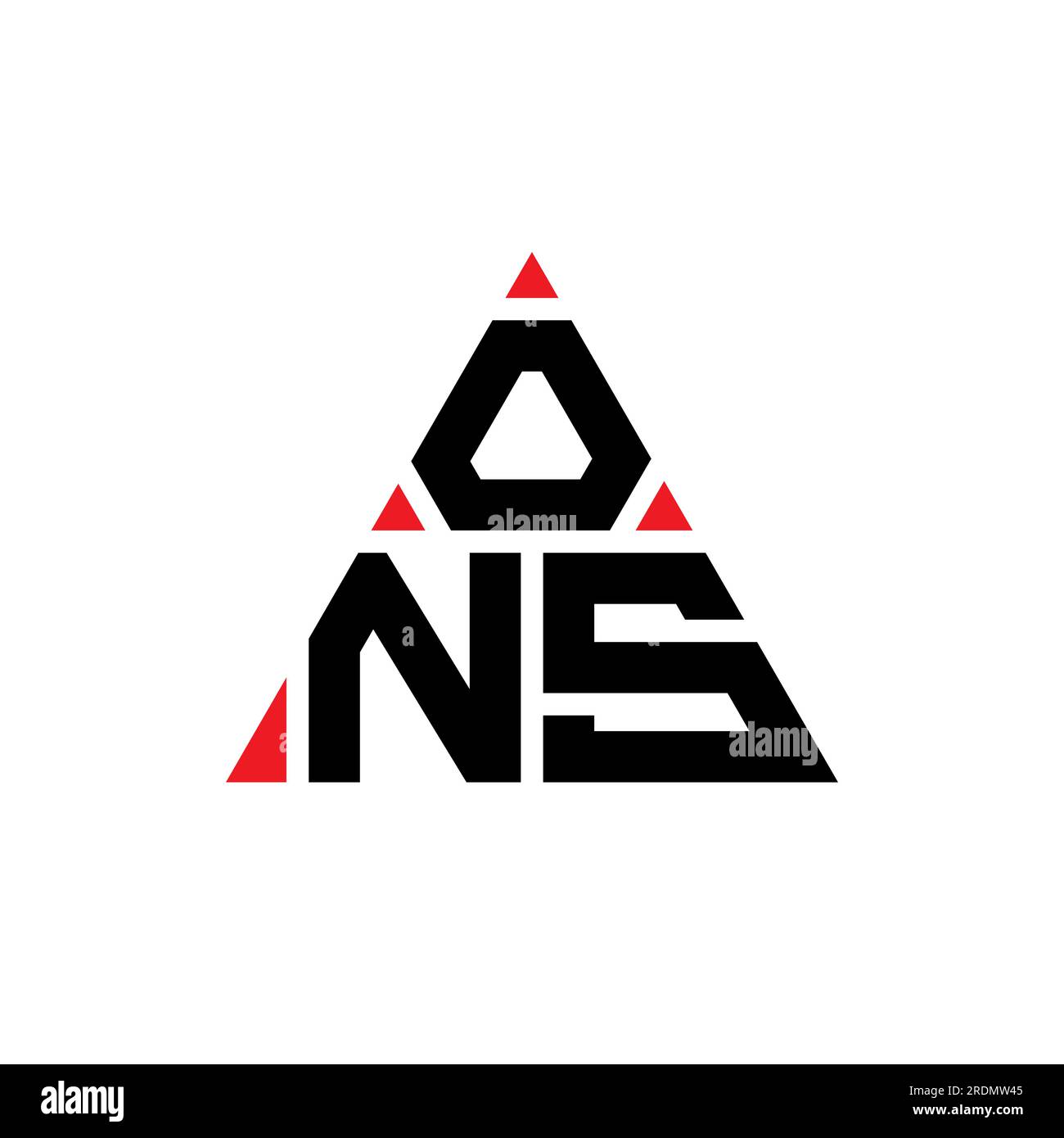 ONS triangle letter logo design with triangle shape. ONS triangle logo design monogram. ONS triangle vector logo template with red color. ONS triangul Stock Vector