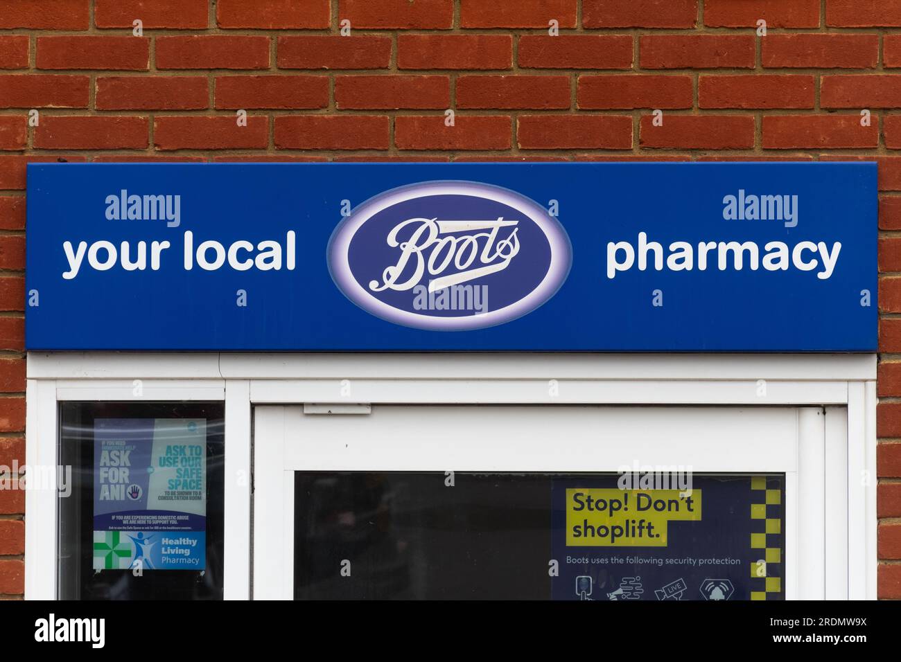 Your local Boots pharmacy, Boots the Chemist branch with logo, England, UK Stock Photo