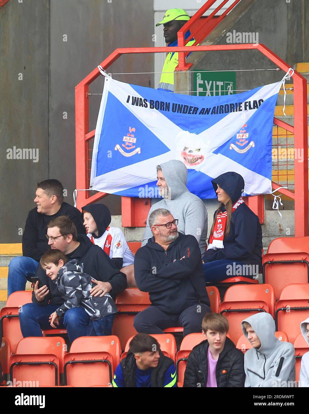 Airdrie, North Lanarkshire, UK. 22nd July 2023; Excelsior Stadium, Airdrie, North Lanarkshire, Scotland: Scottish Viaplay Cup Group E Football, Airdrie versus Dundee; Airdrie fans Credit: Action Plus Sports Images/Alamy Live News Stock Photo