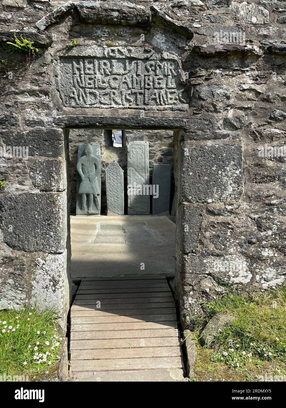 The Kilmartin Stones - grave slabs of ancient Scottish thanes and knights. Part of Kilmartin Glen, Argyll, Scotland Stock Photo