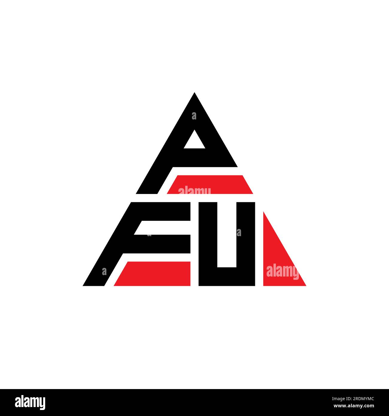 PFU triangle letter logo design with triangle shape. PFU triangle logo design monogram. PFU triangle vector logo template with red color. PFU triangul Stock Vector