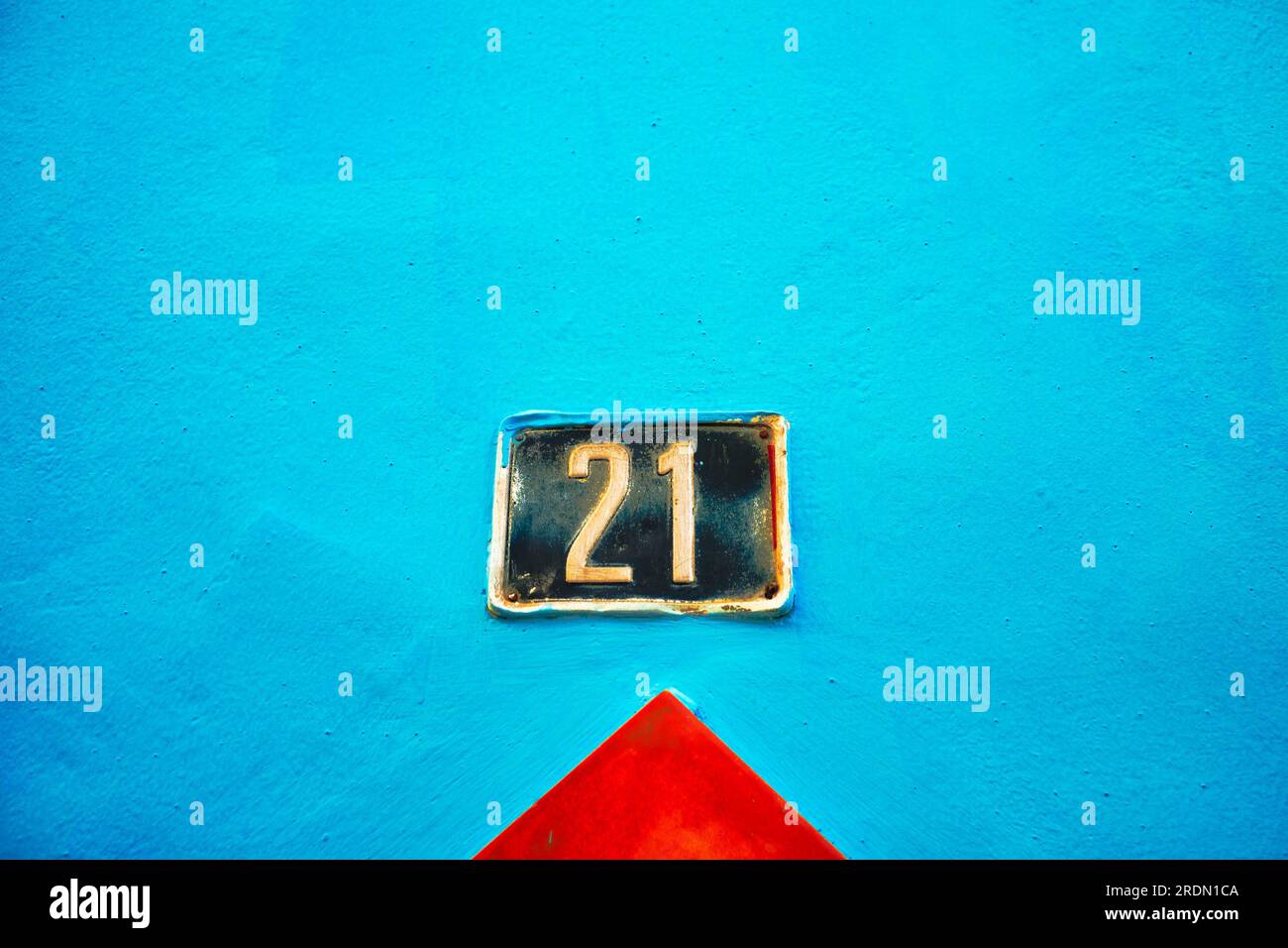 Number 21 Twenty One Blue Background With Bright Red Triangle Stock Number 21 Twenty One Blue Background With Bright Red Triangle Stock