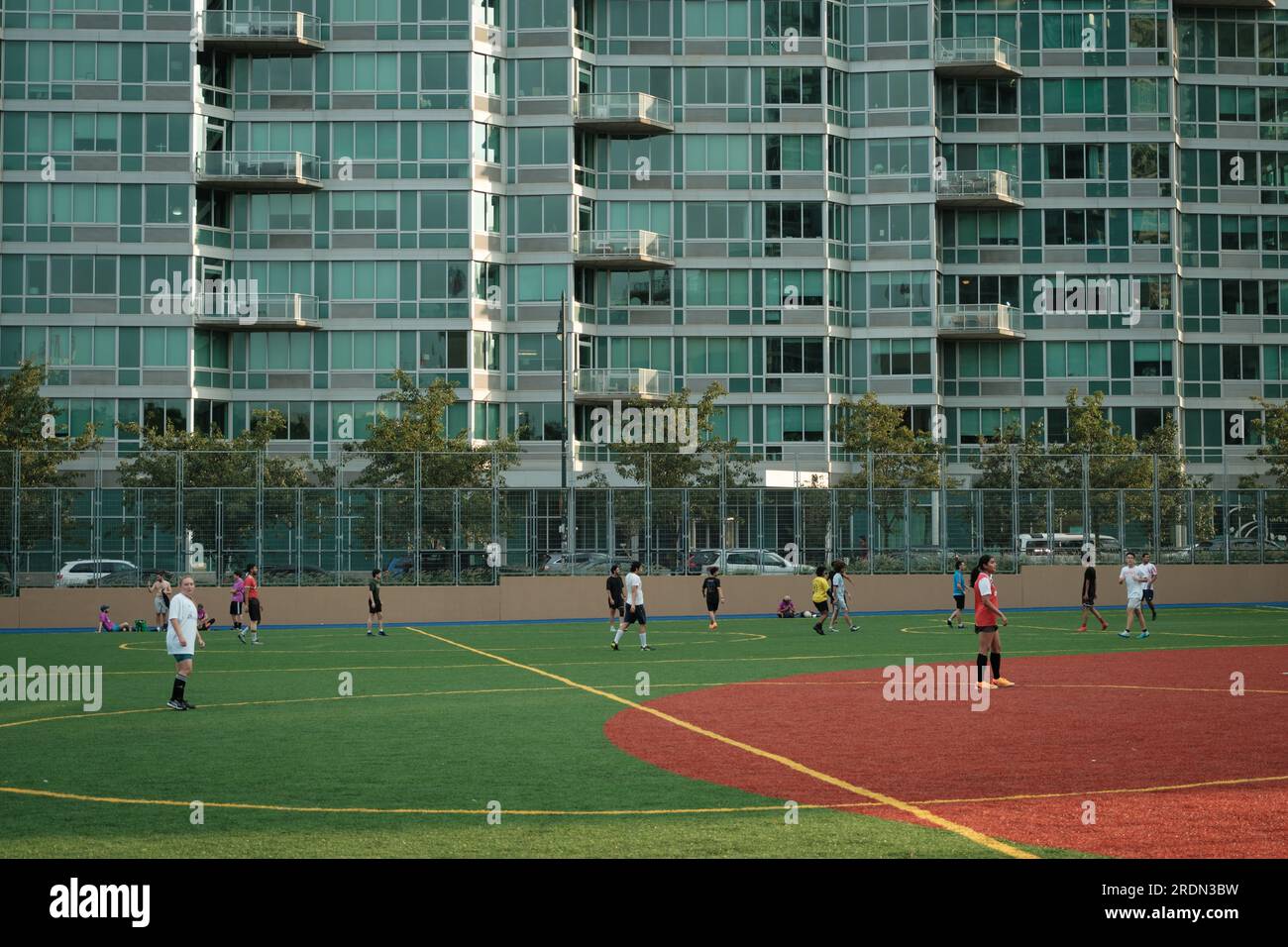 Soccer field at Gantry Plaza State Park in Long Island City, Queens, New York Stock Photo Alamy