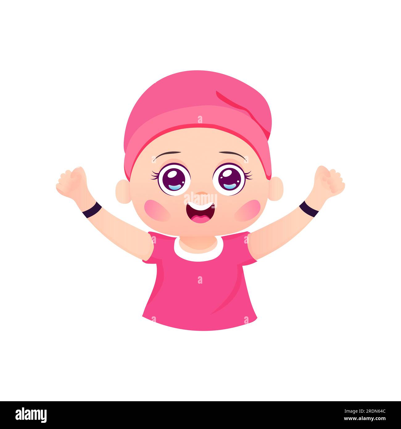 vector illustration of a child in a hat bald, possibly sick cured of cancer Stock Vector