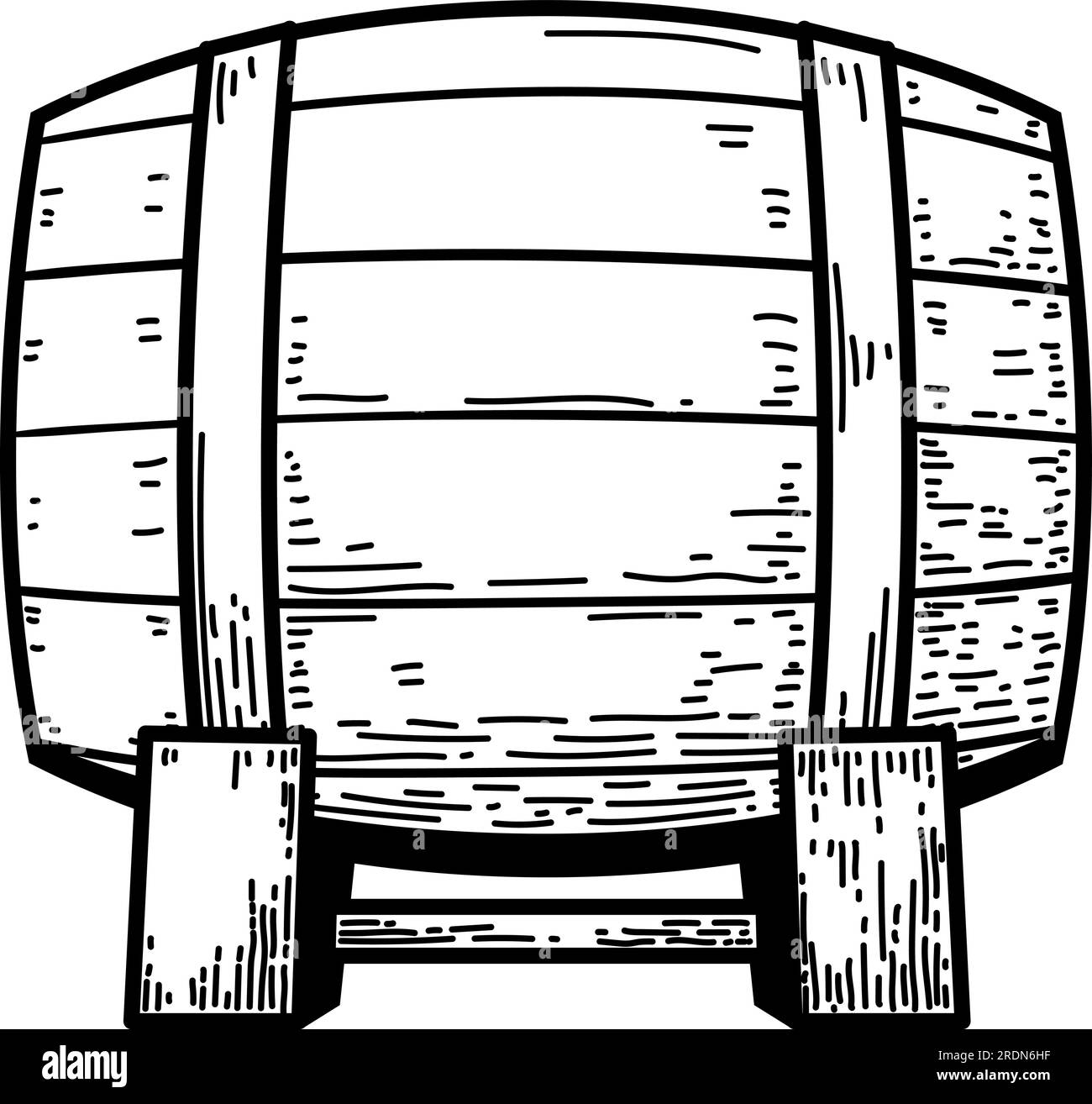 Illustration of vintage wooden barrel. Whiskey wooden barrel. For menu, emblem, sign, poster