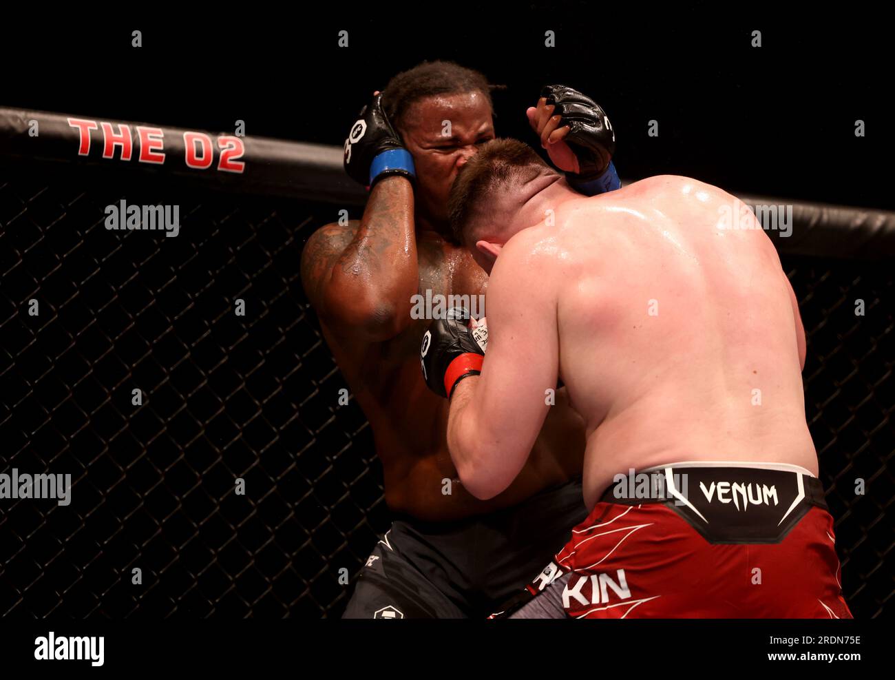 Jamal Pogues (left) and Mick Parkin in action during their heavyweight ...