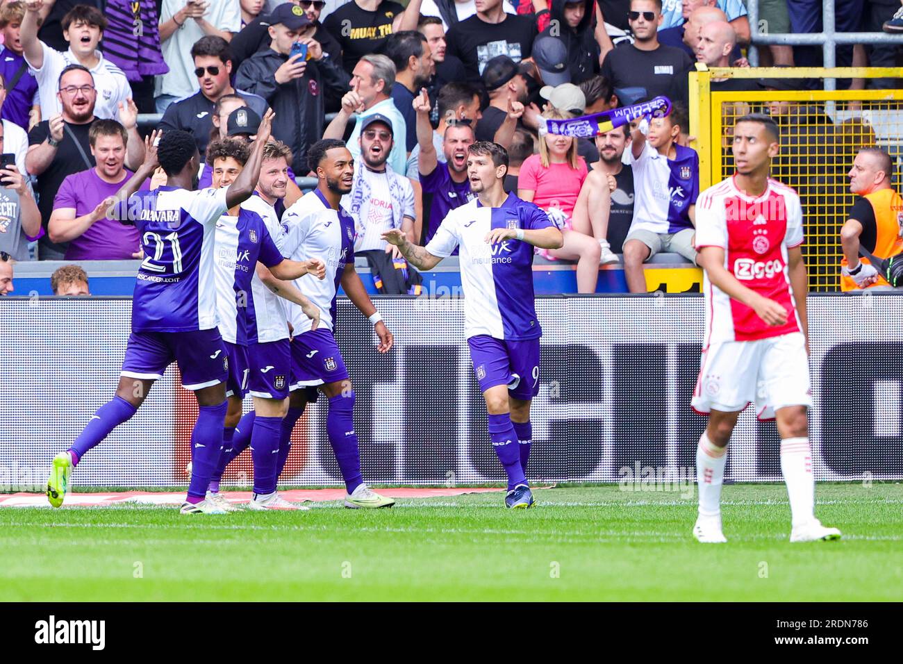 22-07-2023: Sport: Anderlecht v Ajax ANDERLECHT, BELGIUM - JULY 22: players  of RSC Anderlecht celebrate the own goal from Olivier Aertssen (AFC AJAX  Stock Photo - Alamy