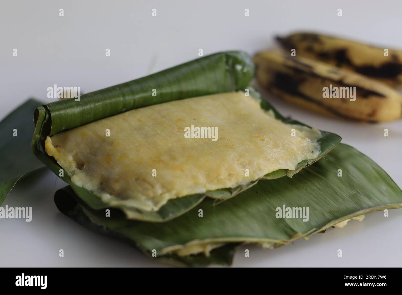 Rice plantain elayada. Steamed rice pancakes in banana leaf made with a ...