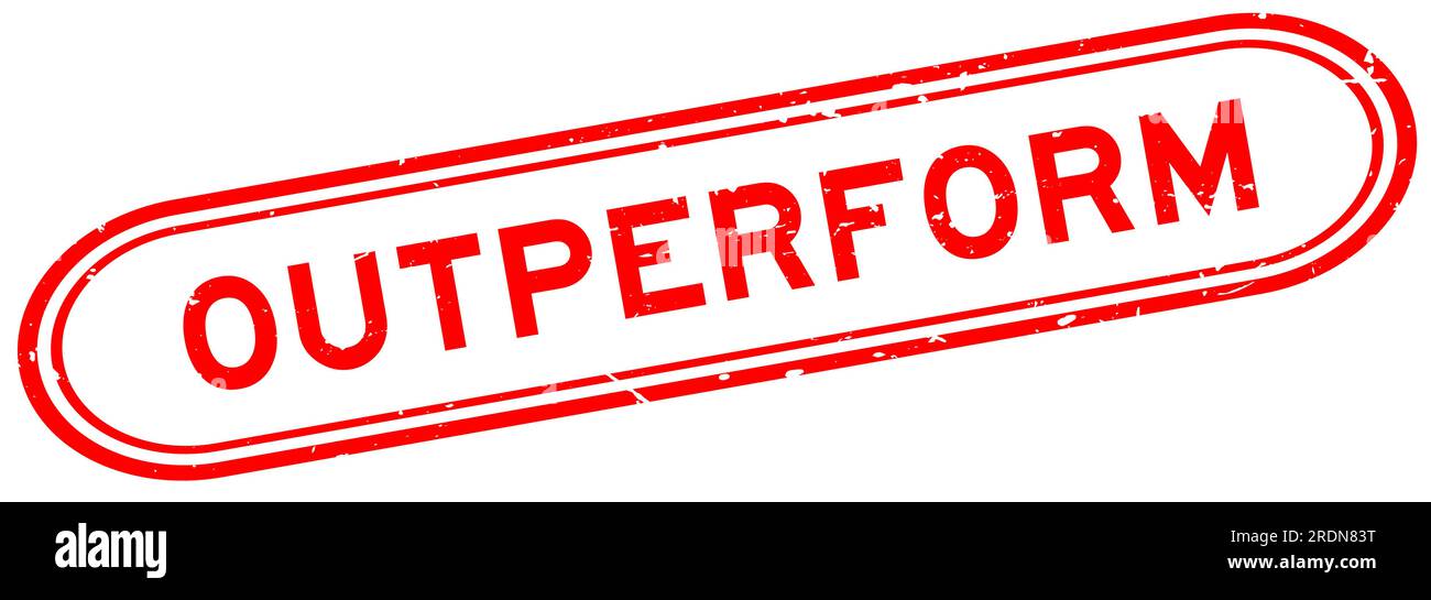Grunge red outperform word rubber seal stamp on white background Stock ...