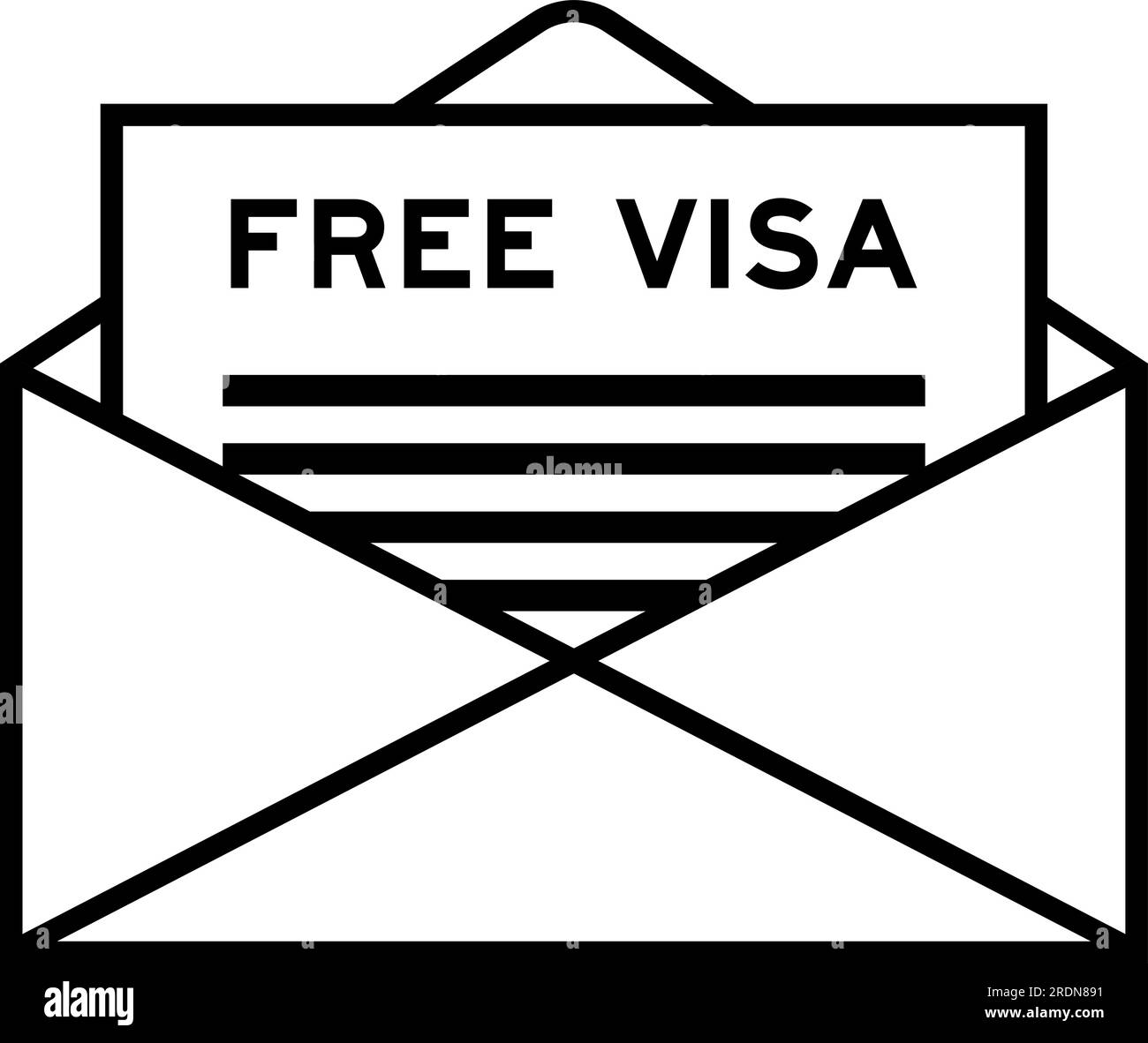 Envelope and letter sign with word free visa as the headline Stock Vector