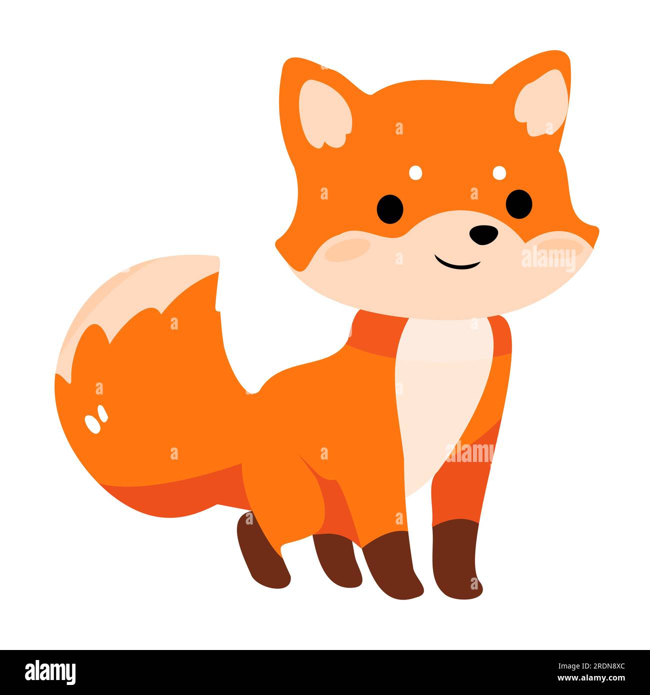 Cartoon small red fox. Funny foxes with black paws, cute jumping animal ...