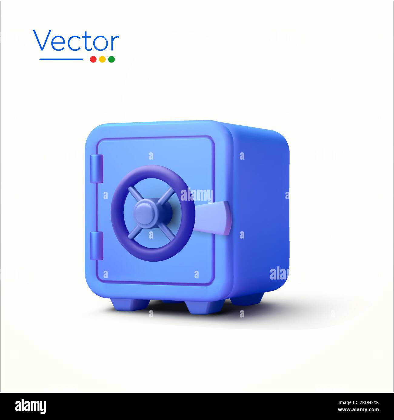 3d blue vault or Safe box in minimal style, isolated on background. Concept for saving, keeping money, bank, storage, secured. 3d vector illustration. Vector illustration Stock Vector