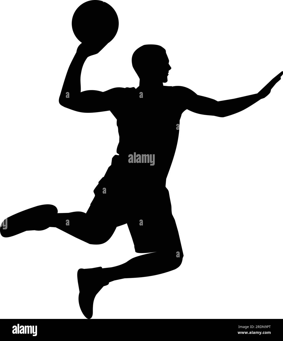 Black silhouette man basketball player dunking Stock Vector Image & Art ...