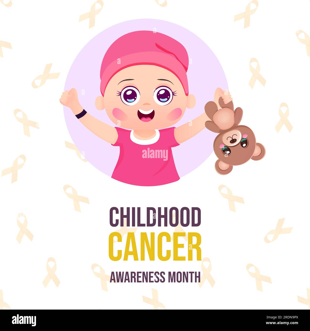 International Childhood Cancer Awareness Month Child Sickness Awareness Day Stock Vector