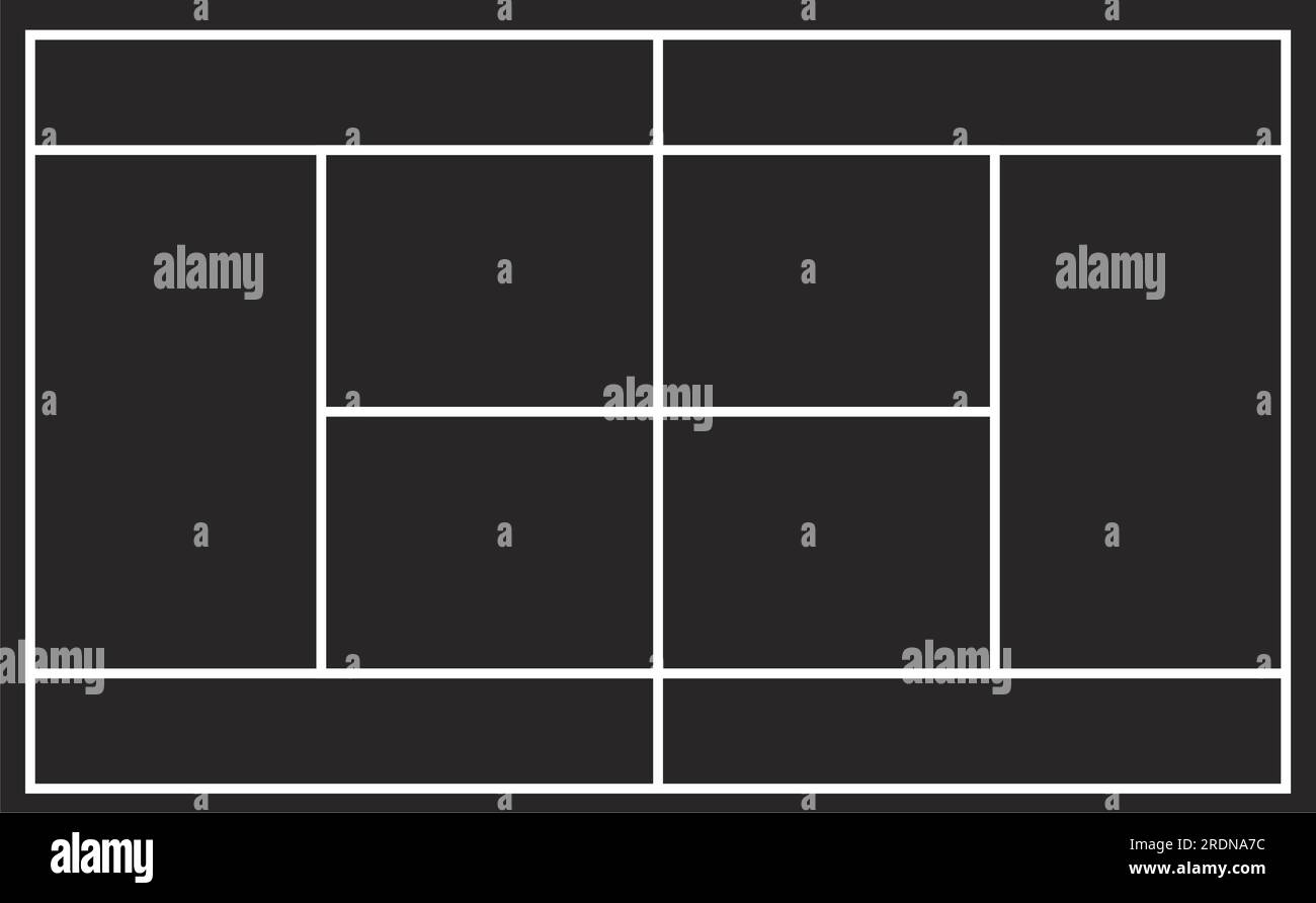 Diagram of tennis court. Outline illustration. Tennis field scheme