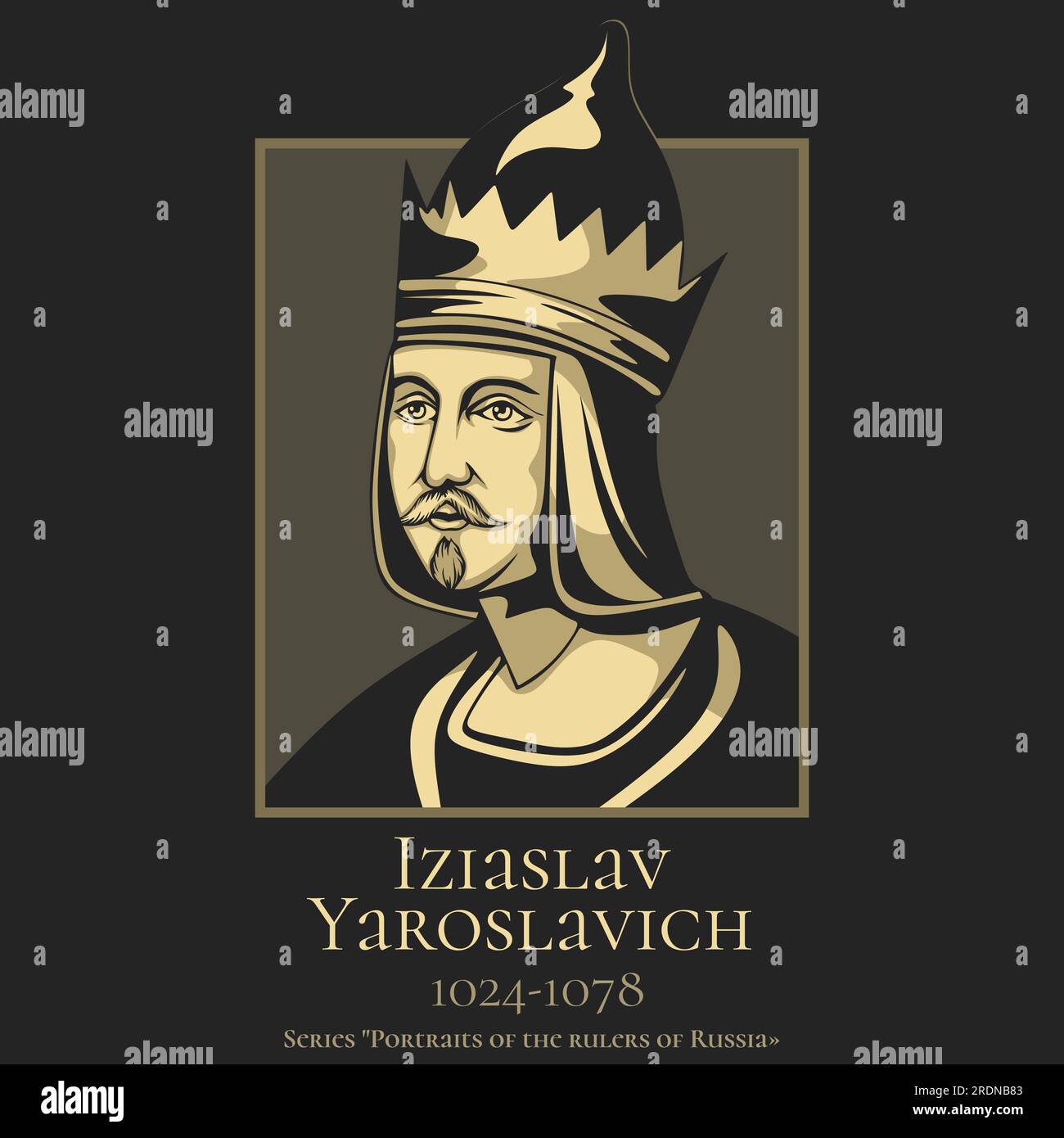 Portrait of the rulers of Russia. Iziaslav Yaroslavich (1024-1078) was a Kniaz of Turov and Grand Prince of Kiev from 1054. Stock Vector