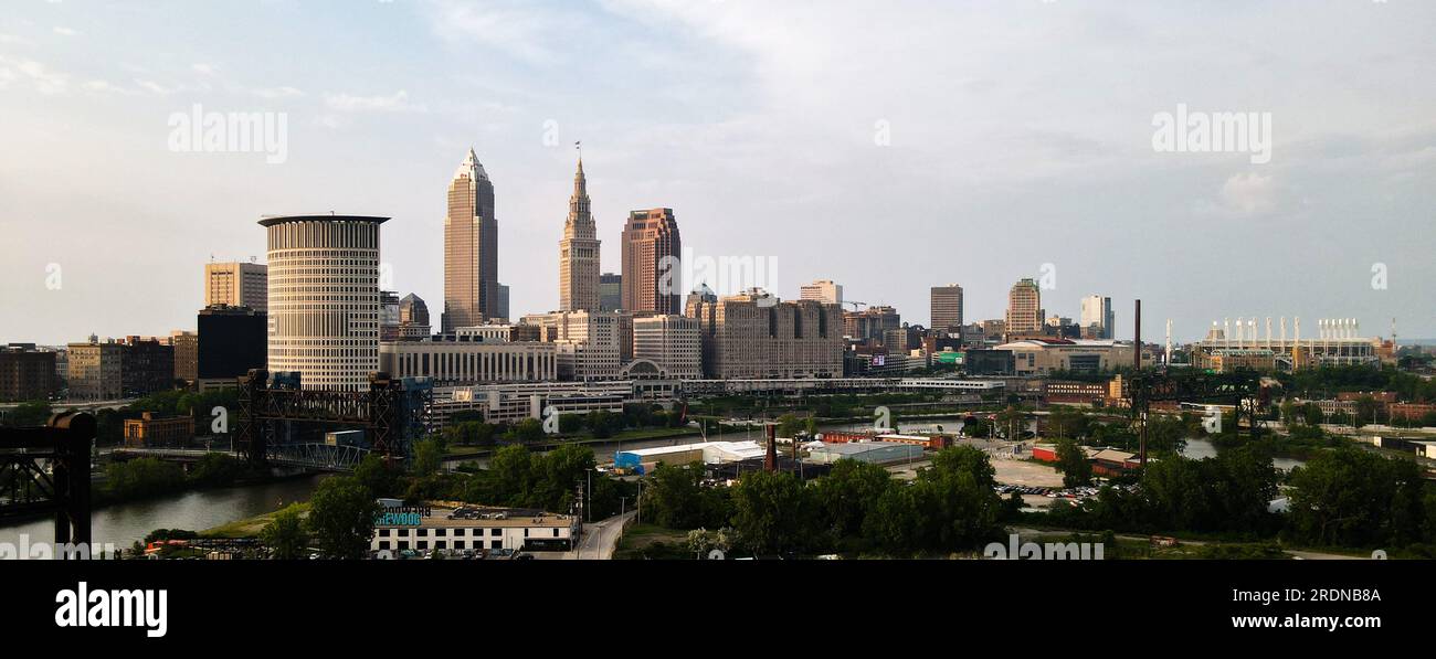 Panorama Aerial Photo of Cleveland Ohio City Skyline Stock Photo Alamy
